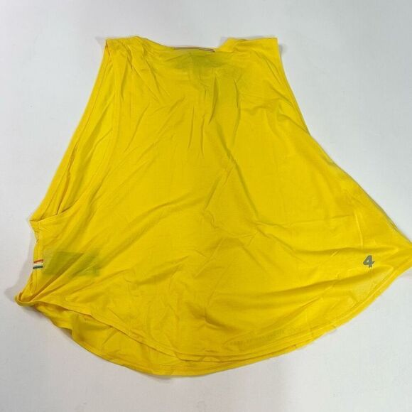 FourLaps Top Womens Large Yellow Solid Sleeveless Curve Tank Top NWT - Picture 8 of 9
